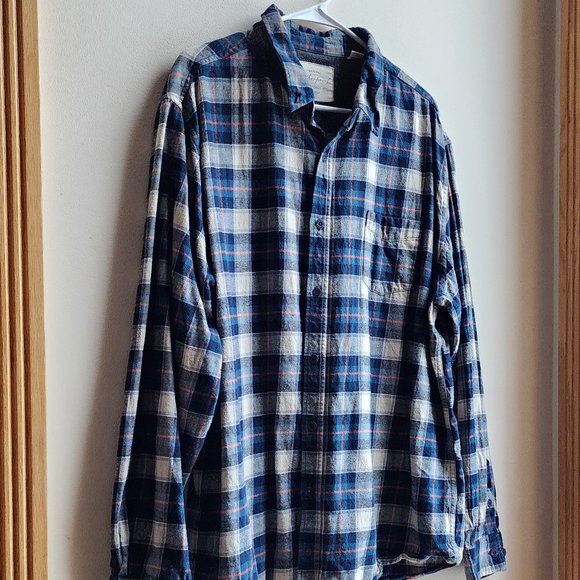 Weatherproof Cream/Blue Plaid Flannel Button Down Shirt Size 3XL - Picture 4 of 14